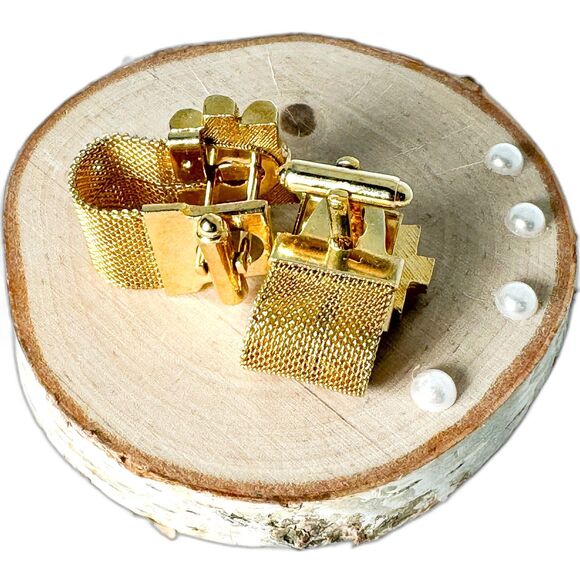 Vintage Jade Cufflinks Tie Clip Set Gold Tone Elegant Wedding Men Bamboo Asian - Picture 4 of 14